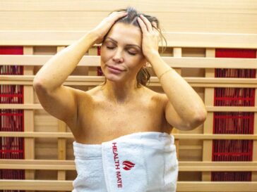 Woman detoxing in towel in Inspire 3 sauna